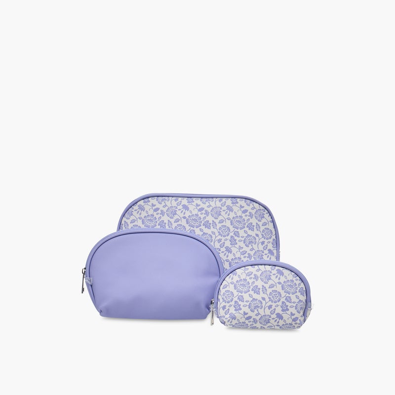 LIFESTYLE Floral Print 3-Piece Cosmetic Bag Set for Women - Image 1